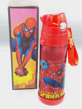 spiderman stainless steel water bottle for school kids red color push button opener